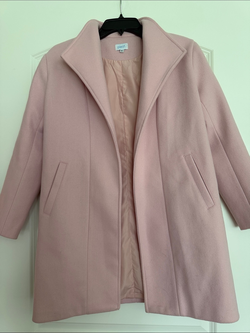 Pleat Pink Wool-Blend Girl’s Coat